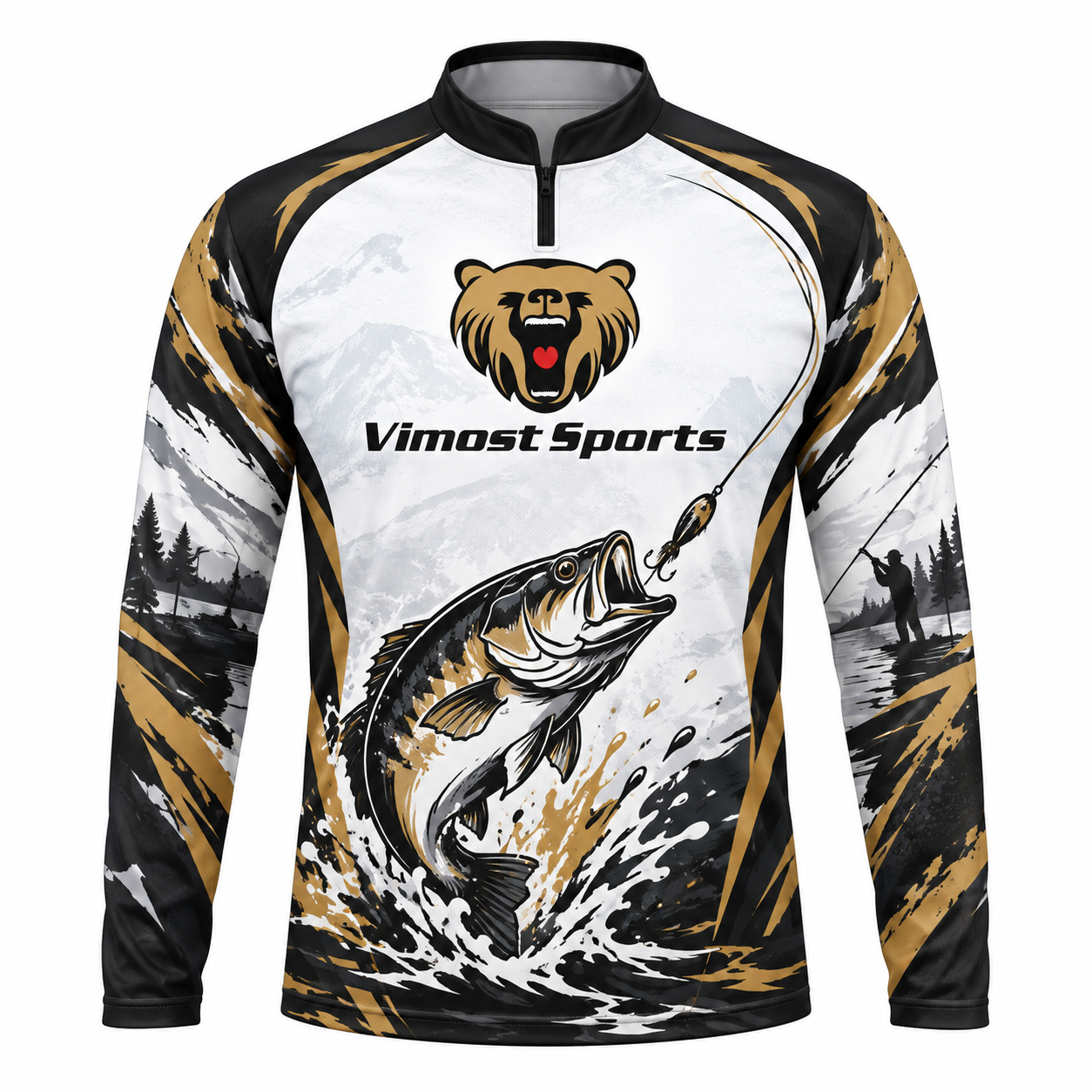Custom Fishing Shirt Black Gold 1 custom sublimated fishing shirt