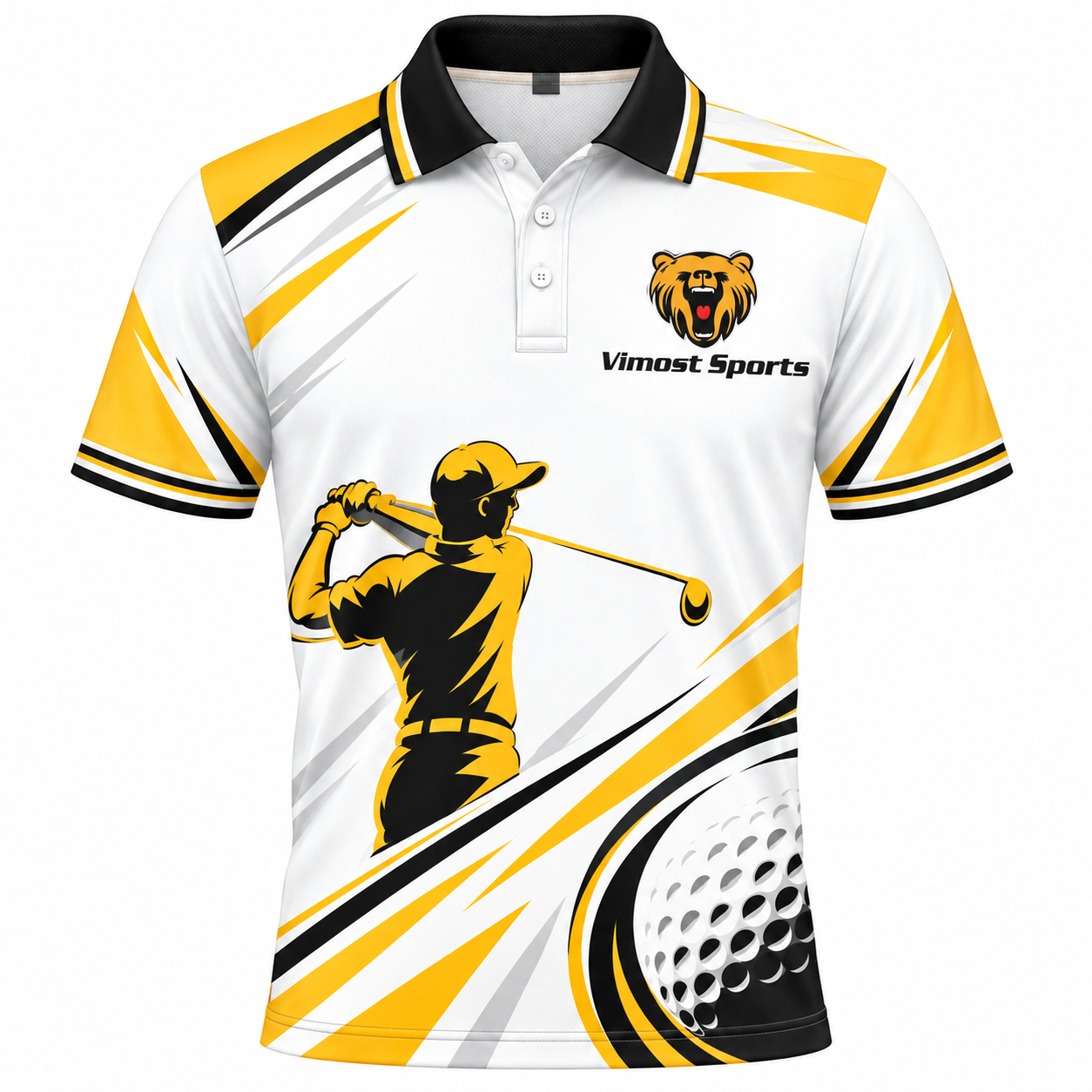 Custom Golf Shirts White Gold With Full Sublimation 1 custom sublimation golf shirts white
