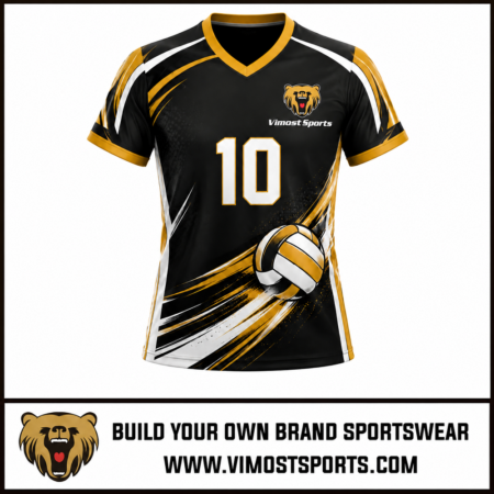 Custom Volleyball Jersey Black Gold Sublimated 1 custom volleyball jersey by vimost