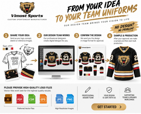 No Design? How to Create Your Custom Sportswear Design 1 Custom sportswear design process from logo and concept to production mockup by Vimost Sports