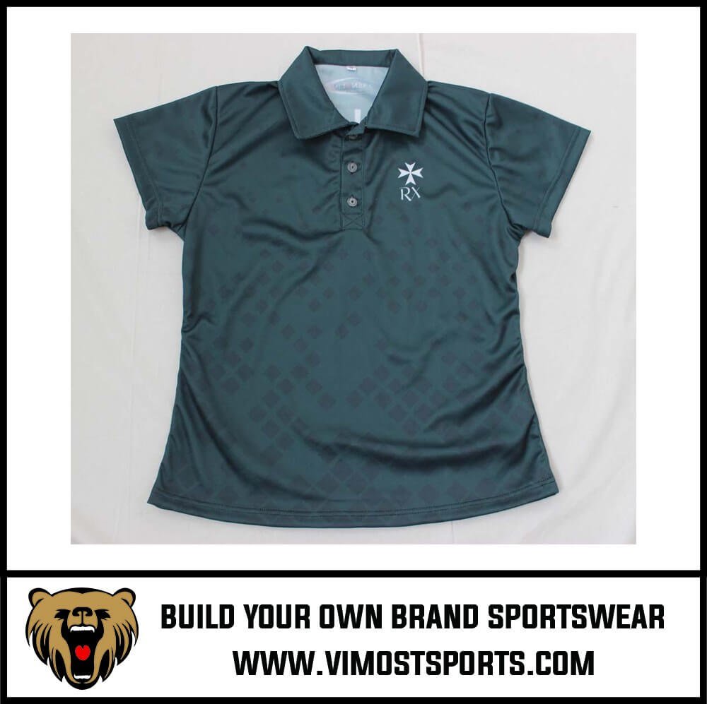 Custom Polo Green White Stripes 1/4 buttoned Shirts 4 custom polo shirts dark green by Vimost Sports