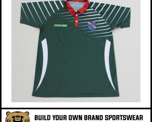 custom polo shirt green red custom polo shirt green red by Vimost Sports