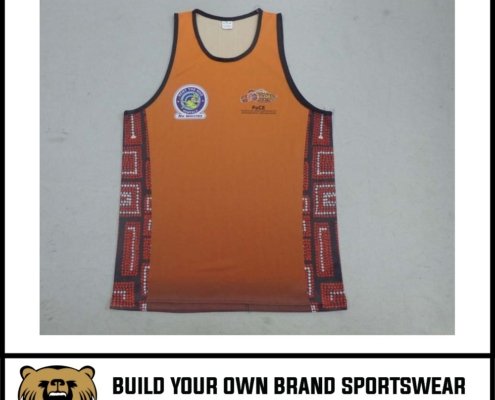 custom basketball singlet orange with tatoo design singlet 005